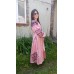 Boho Style Ukrainian Embroidered Maxi Broad Dress Pink with Black Embroidery